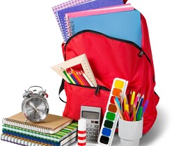 backpack full of school supplies